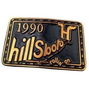Hillsboro Buckle 1990 Rollin On DynaBuckle Solid Brass Trucker Cowboy Kansas KS